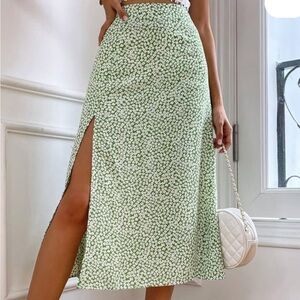 Shein High Waist Ditsy Floral Split Thigh Skirt